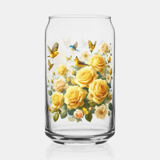 Yellow Roses Pattern  Can Glass (Front)