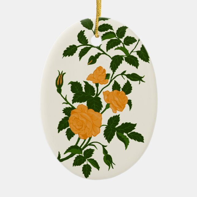 Yellow Roses, Personalized Back Ceramic Ornament (Front)