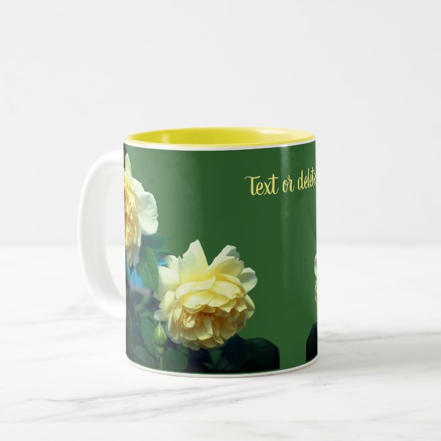 Yellow Roses Personalized Two-Tone Coffee Mug (Front Left)