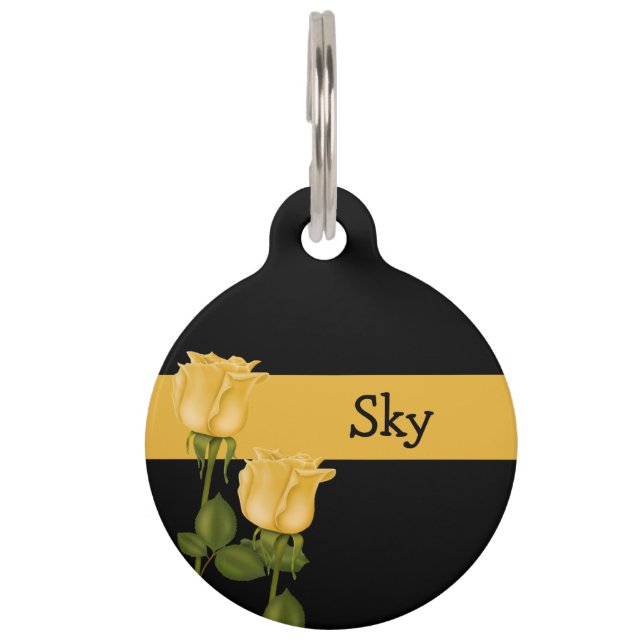 Yellow Roses Pet Name Tag (Front)