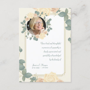 Yellow Roses Photo Sympathy Thank You Card