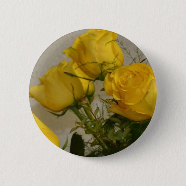 Yellow Roses Pinback Button (Front)