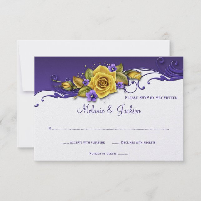 Yellow Roses Purple Pansies RSVP (Front)