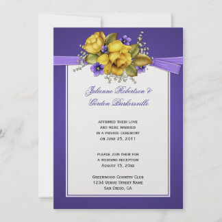 Yellow Roses Purple Violets Post Wedding Invitation