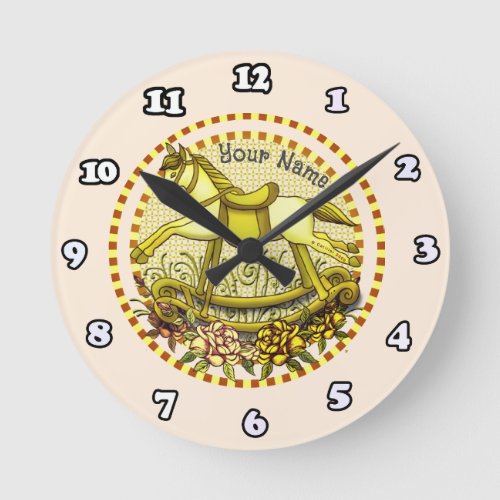 Yellow Roses Rocking Horse clock