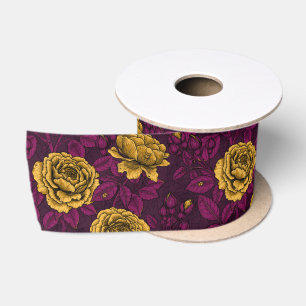Yellow roses satin ribbon