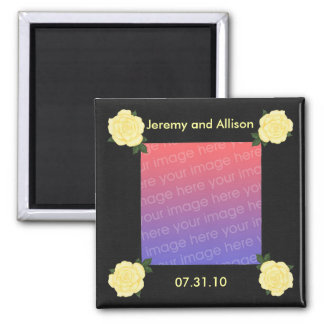 Yellow roses, Save the date wedding photo magnets