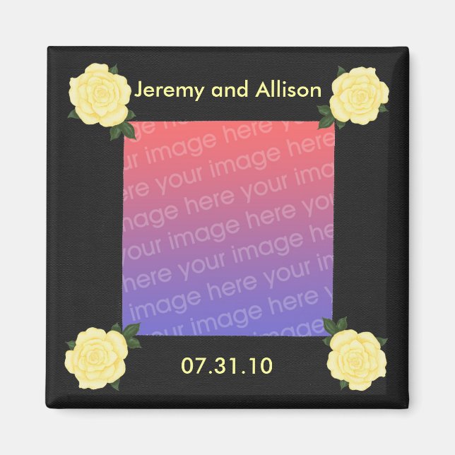 Yellow roses, Save the date wedding photo magnets (Front)