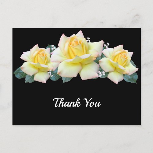 Yellow Roses Thank You Postcard