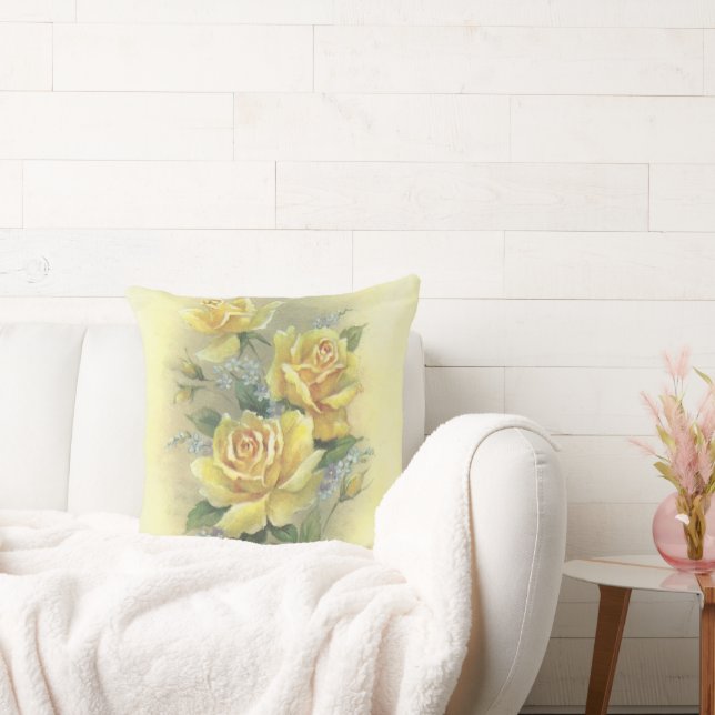 Yellow Roses Throw Pillow (Couch)
