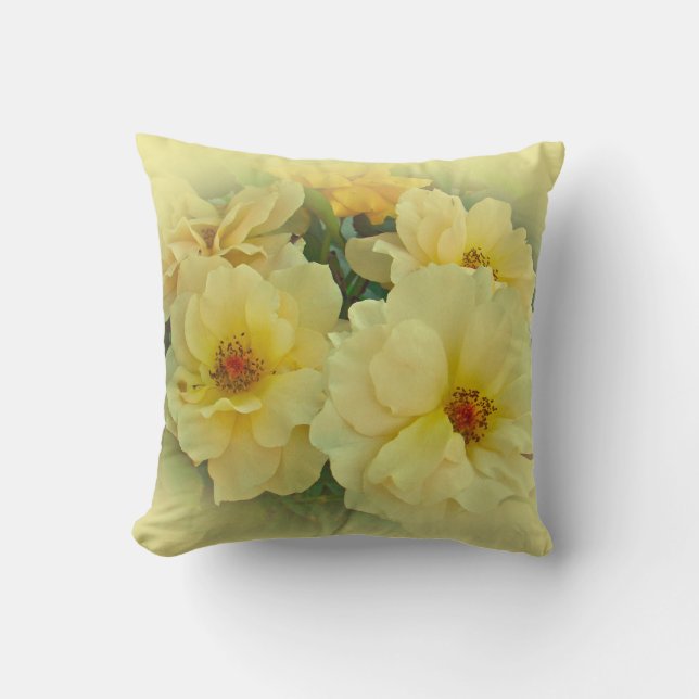 Yellow Roses Throw Pillow (Front)