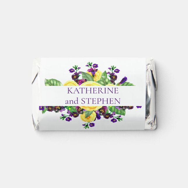 Yellow Roses | Violets Boho Floral Wedding  Hershey's Miniatures (Front)