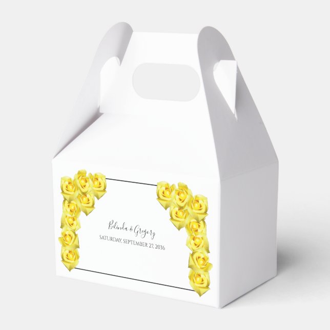 Yellow Roses Wedding Favor Boxes (Front Side)