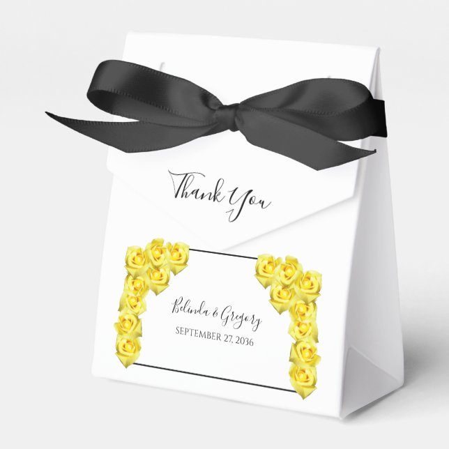 Yellow Roses Wedding Favor Boxes (Front Side)