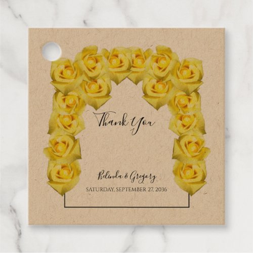 Yellow Roses Wedding Gift Favor Tags