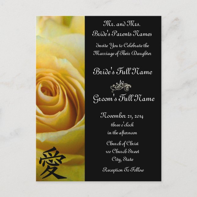 Yellow Roses Wedding Invitations and Favors (Front)