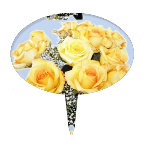 Yellow Roses Wedding Items Cake Topper