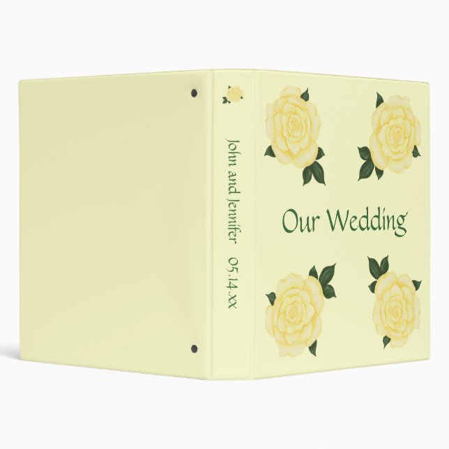 Yellow Roses Wedding Keepsakes Binders Template (Background)