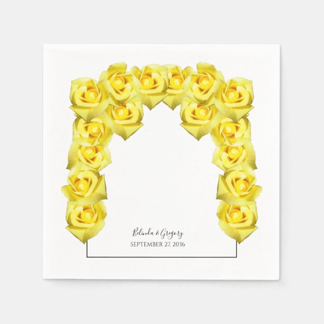 Yellow Roses Wedding  Napkins (Front)