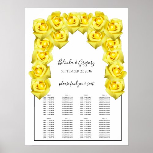 Yellow Roses Wedding Seating Chart