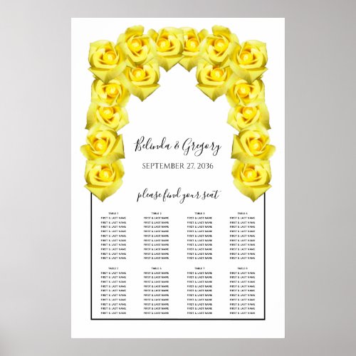 Yellow Roses Wedding Seating Chart