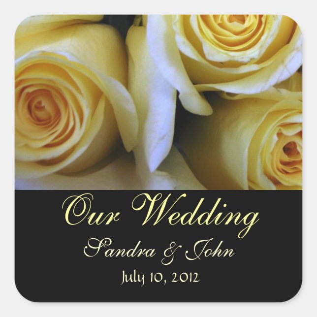 Yellow Roses Wedding Stickers (Front)