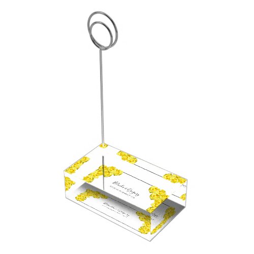 Yellow Roses Wedding Table Number Place Card Holder