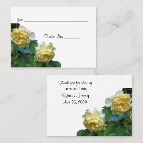 Yellow Roses Wedding Table Place Cards Business Card Templates