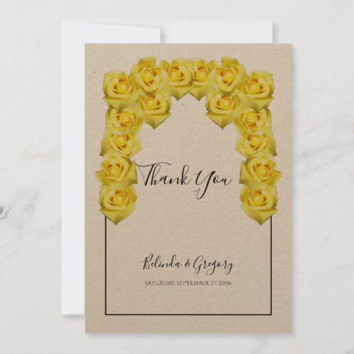 Yellow Roses Wedding Thank You Card