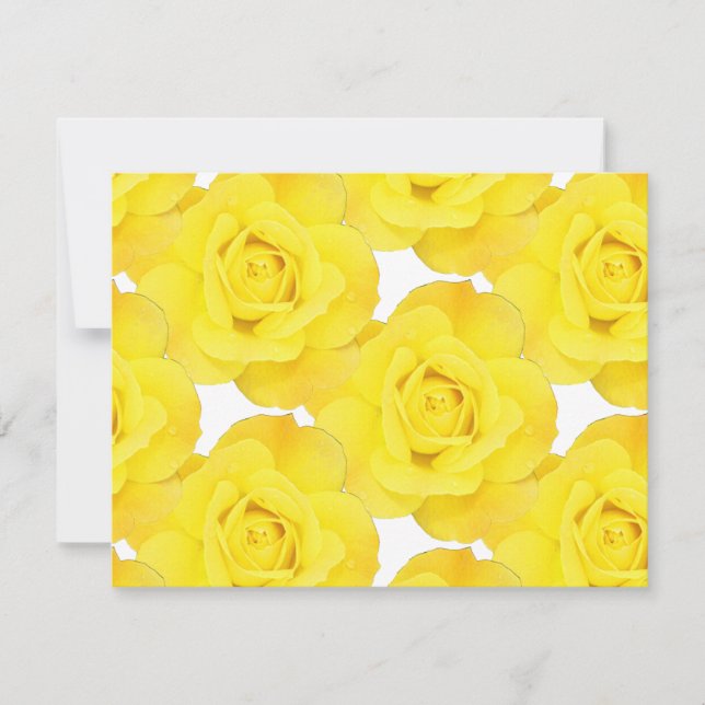 Yellow Roses White Gold Floral Flowers Patterns RSVP Card (Front)