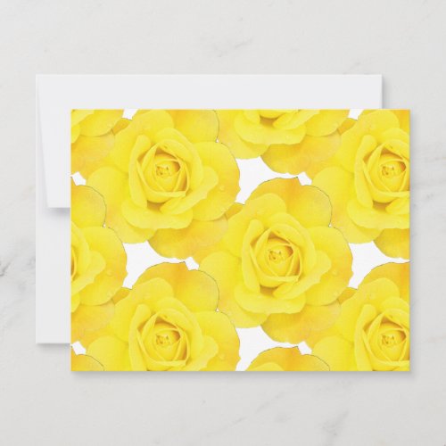 Yellow Roses White Gold Floral Flowers Patterns RSVP Card