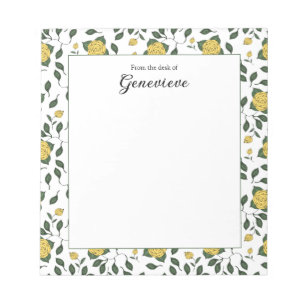 Yellow Roses with Green Leaves Personalized Notepad