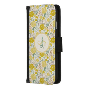 Yellow Roses with Monogram Wallet Case