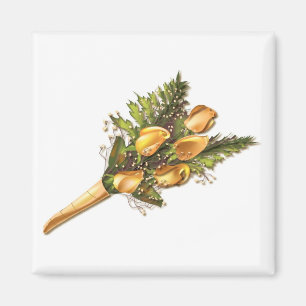 Yellow Roses Wrapped in Foil Magnet