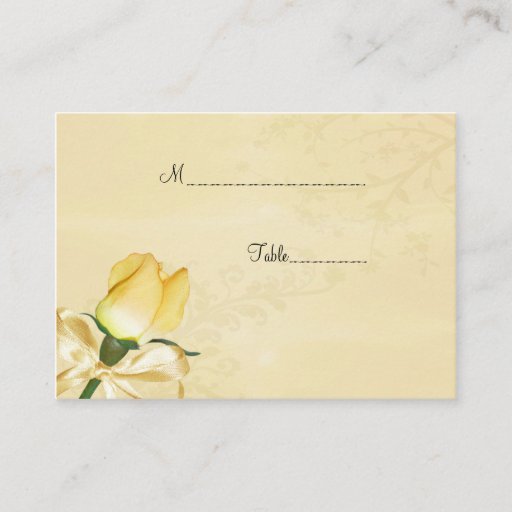 Customizable Yellow RoseTable Place Card Business Card Template