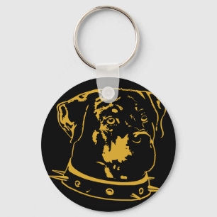 Yellow Rottweiler Illustration Keychain