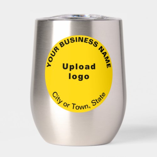Yellow Round Business Brand on Stainless Thermal Wine Tumbler