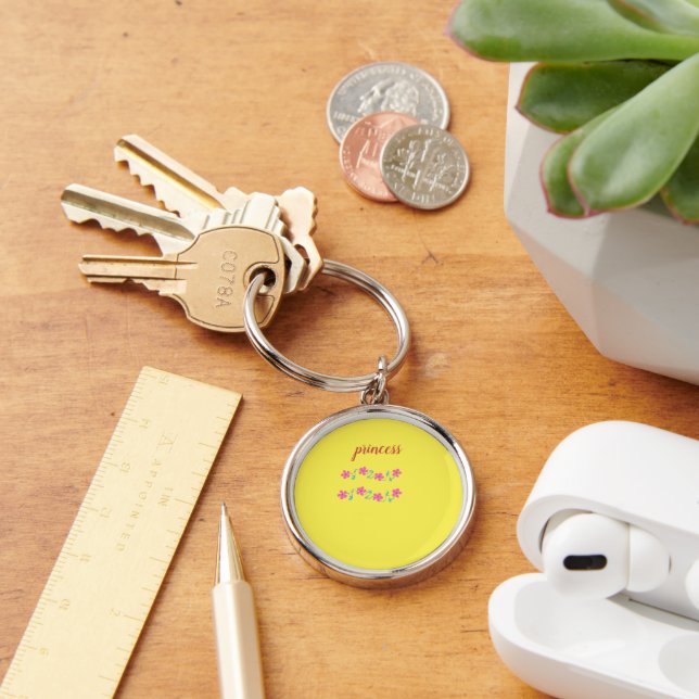 Yellow Round  Floral Keychain (Desk)