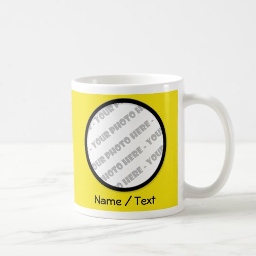 Yellow Round Photo  Text Mug _ Create Your Own