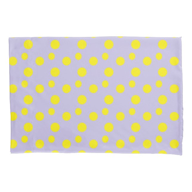 Yellow round polka dots on gray pillow case (Front)
