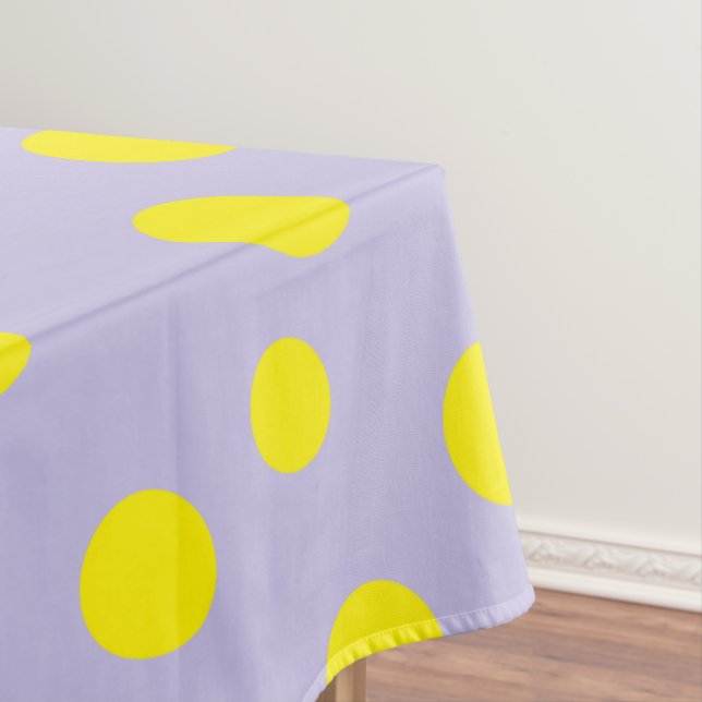 Yellow round polka dots on gray tablecloth (In Situ)
