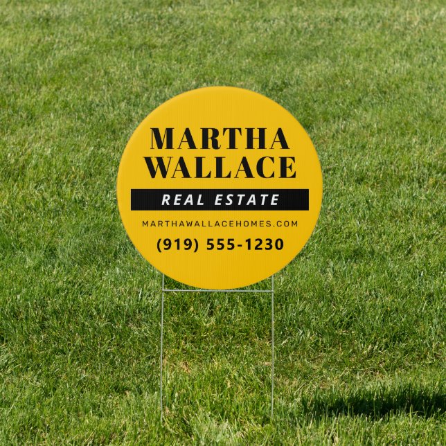 Yellow Round Real Estate Agent Sign (Insitu)