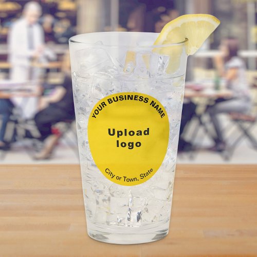 Yellow Round Shape Business Brand on Glass Cup