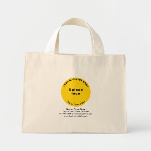 Yellow Round Shape Business Brand on Mini Tote Bag