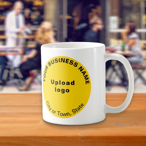 Yellow Round Shape Business Brand on Mug