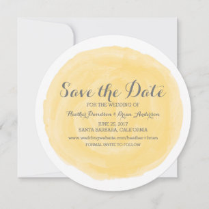 Yellow Round Watercolor Save the Date Invite