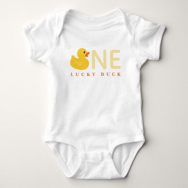 Yellow Rubber Duck Baby Bodysuit – One Lucky Duck  (Front)