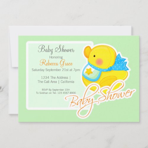 Yellow Rubber Duck Baby Shower Invitation