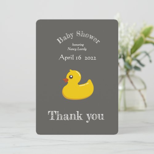 Yellow rubber duck  baby shower  _ thank you  invitation