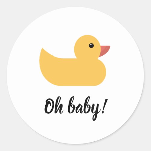 Yellow Rubber Duck Bath Ducky Oh Baby Shower Classic Round Sticker